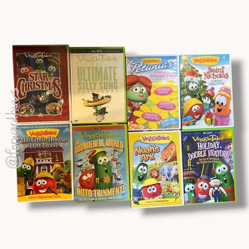 8 VeggieTales DVD Lot Christian Family Children’s Cartoons Big Idea Tested